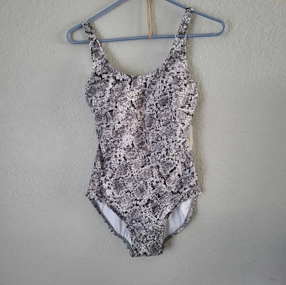 Calvin Klein CHARCOAL PYTHON Starburst One-Piece Swimsuit, US 4 - NEW w/Tags - Picture 9 of 11